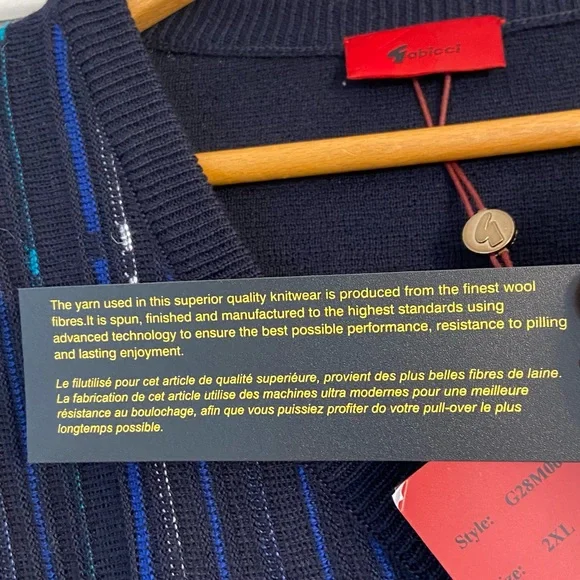 {Gabicci} NWT Vintage Blue Wool Blend V-Neck Pullover Sweater - XXL - Picture 5 of 9